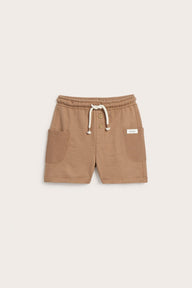 Kids brown slub tricot shorts