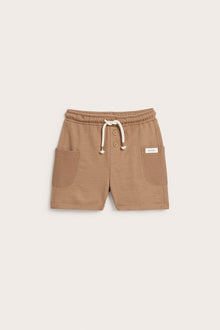 Kids brown slub tricot shorts