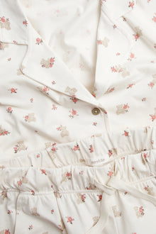 Women's white floral teddy bear pyjamas