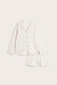 Women's white floral teddy bear pyjamas