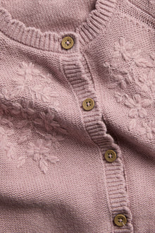 Baby pink Knitted cardigan with flowers