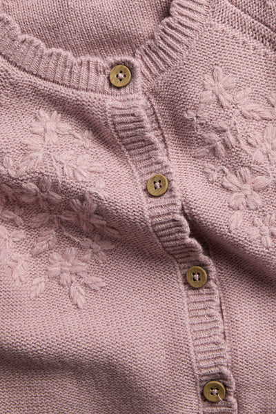 Baby pink Knitted cardigan with flowers