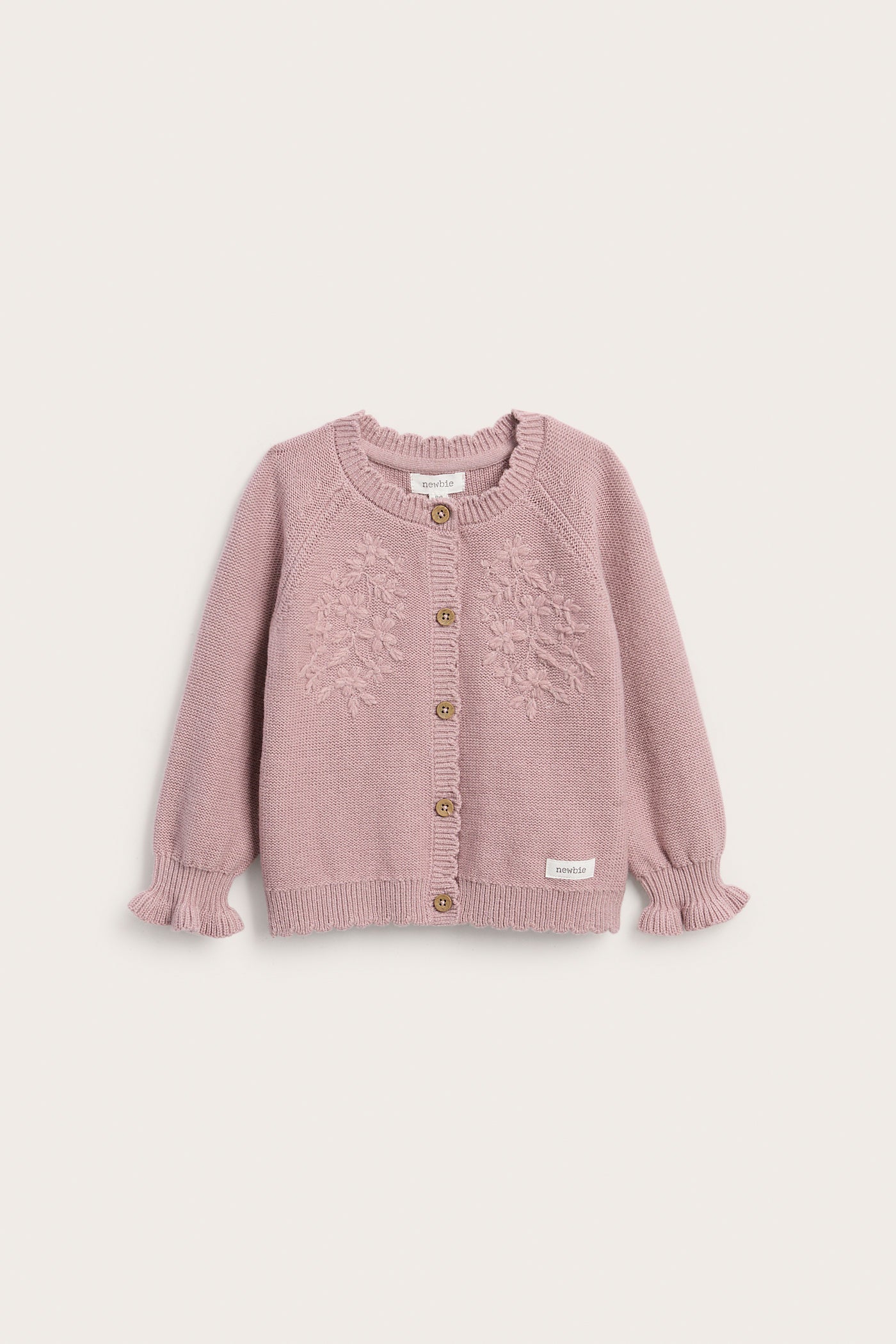 Baby pink Knitted cardigan with flowers