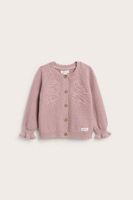 Baby pink Knitted cardigan with flowers