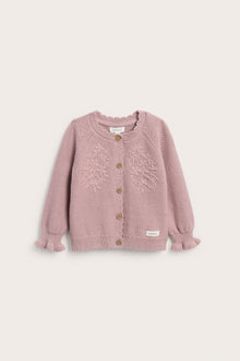 Baby pink Knitted cardigan with flowers