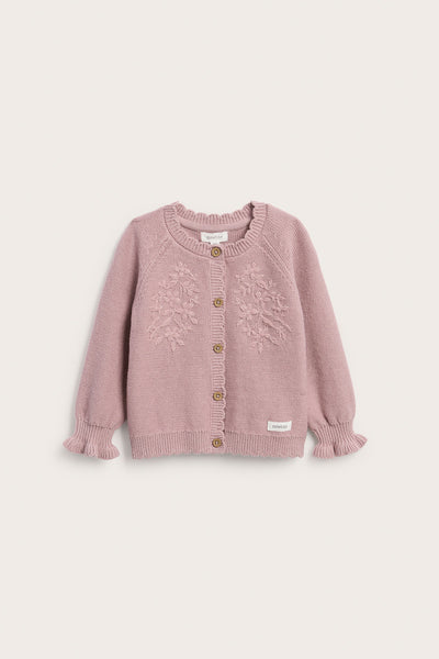 Baby pink Knitted cardigan with flowers