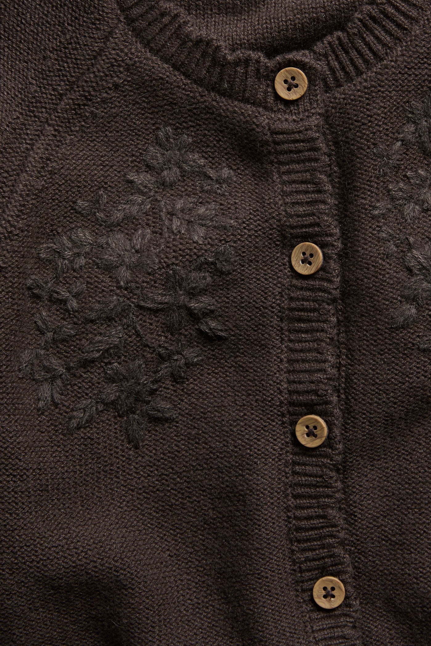 Baby brown knitted cardigan with flowers