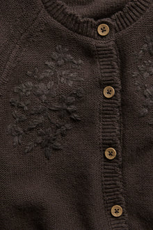 Baby brown knitted cardigan with flowers