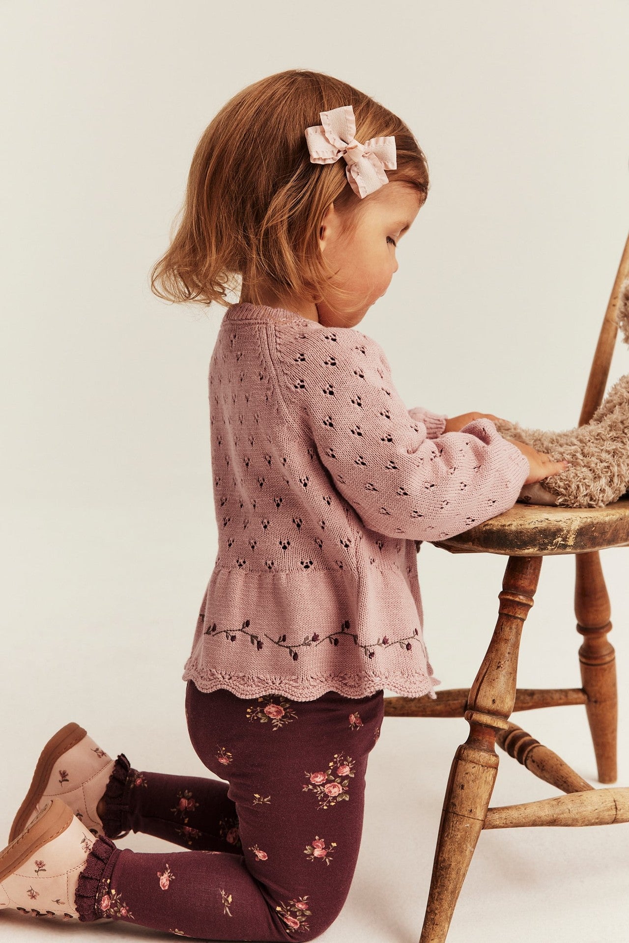Baby knitted floral cardigan