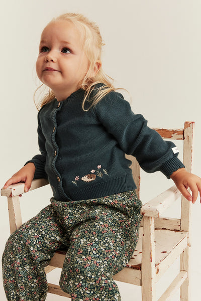 Baby dark green knitted cardigan
