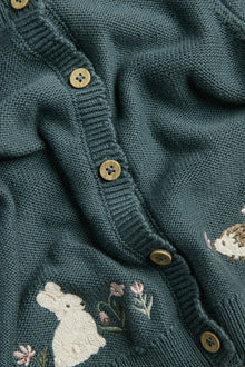 Baby dark green knitted cardigan