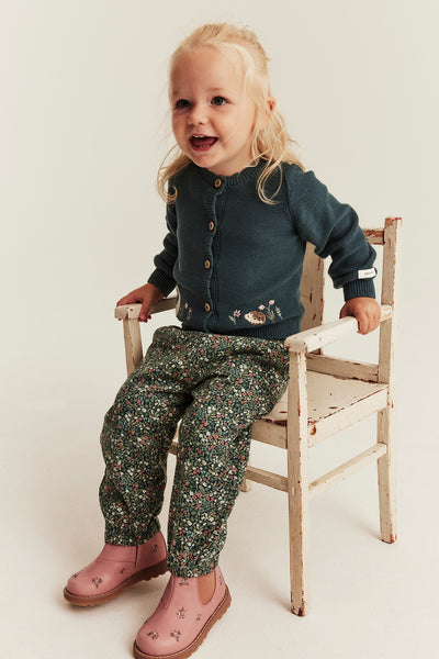 Baby dark green knitted cardigan