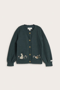 Baby dark green knitted cardigan
