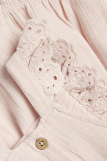 Baby woven dungaree shorts with lace