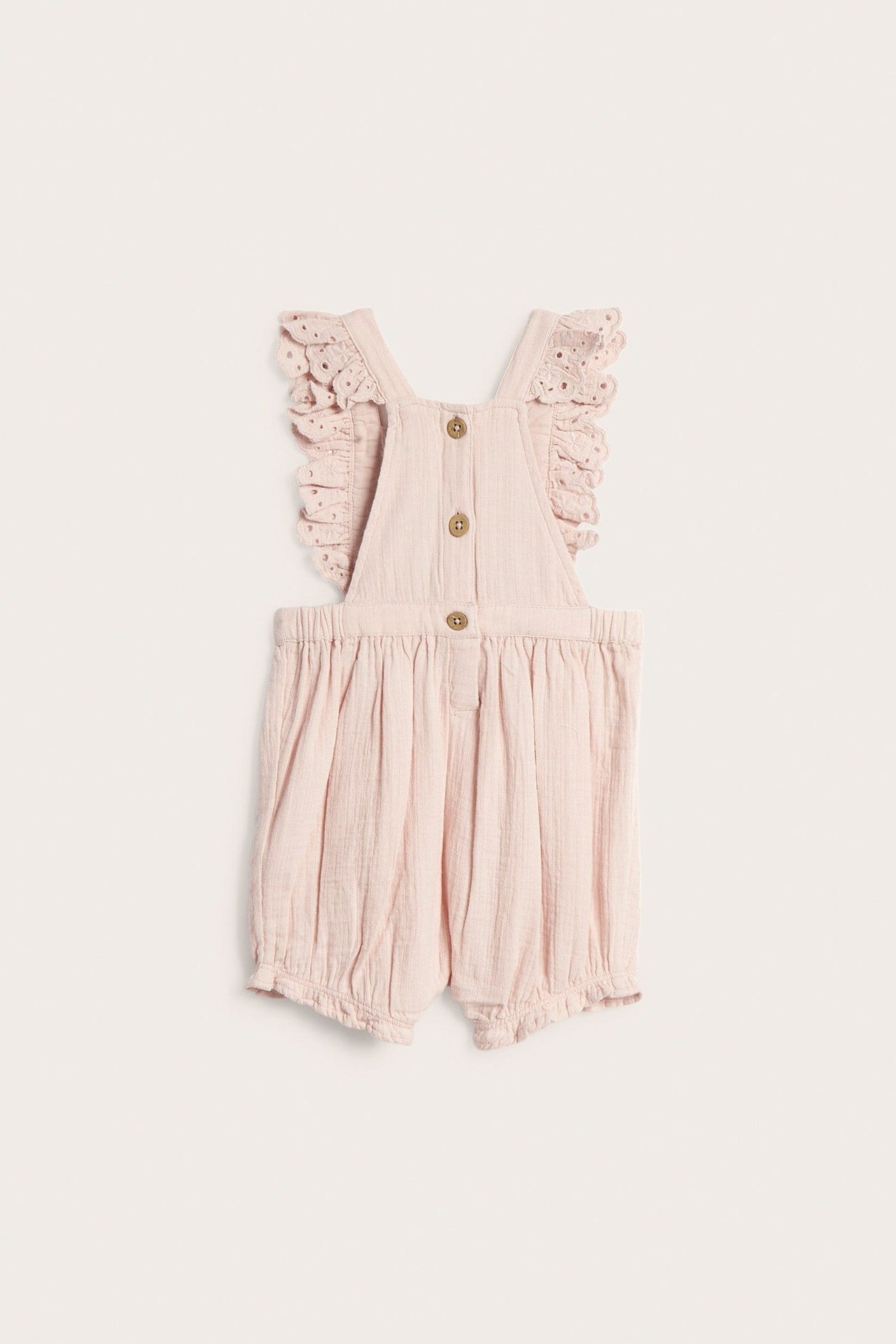 Baby woven dungaree shorts with lace
