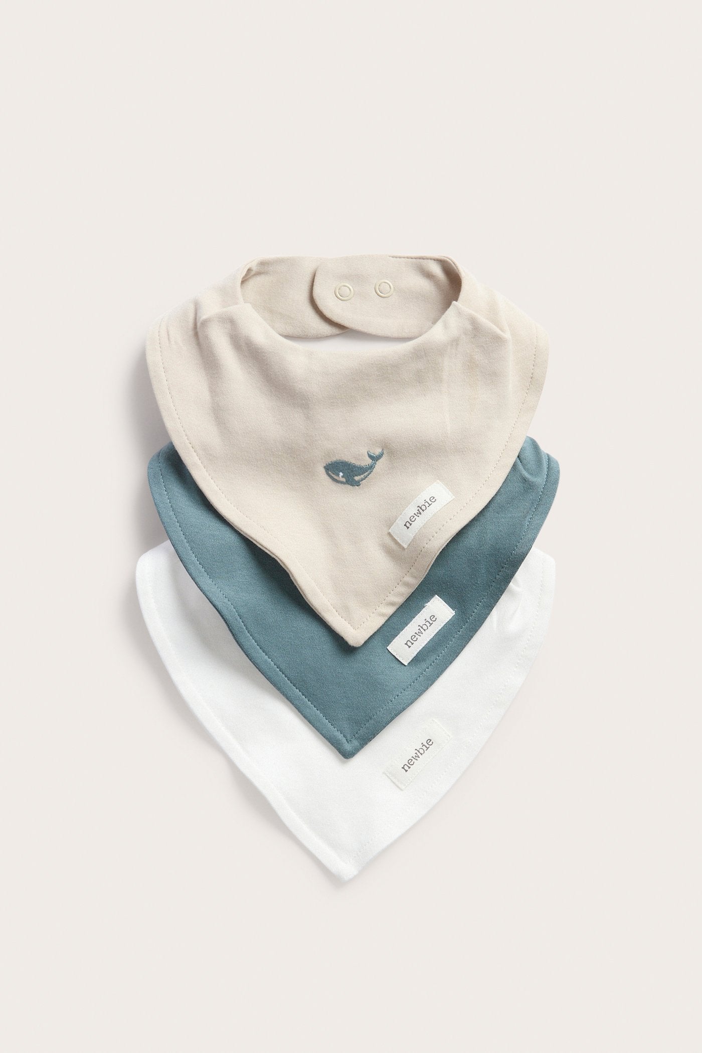 Baby beige bibs with embroidery (3-pack)