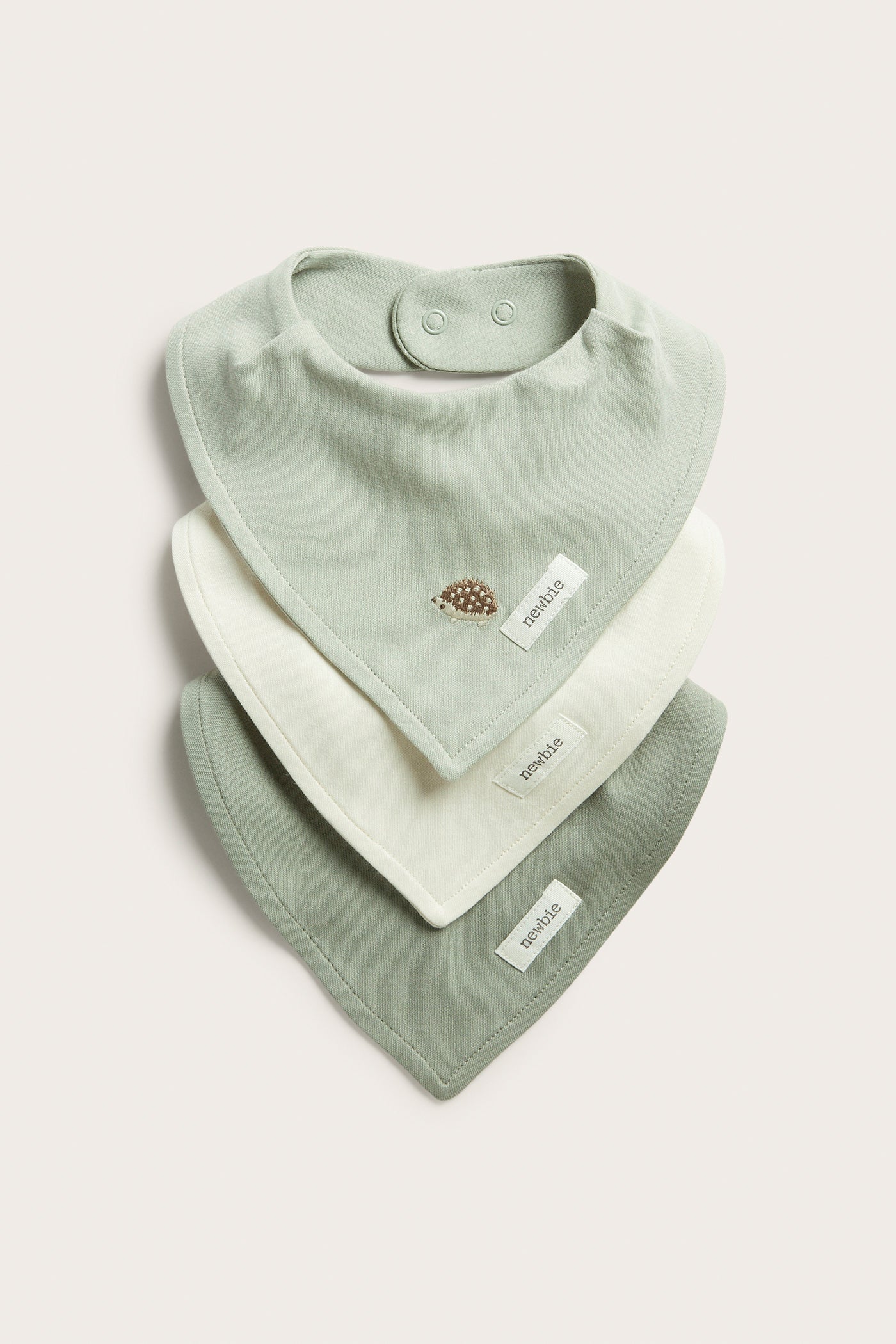Baby green hedgehog bibs, 3-pack