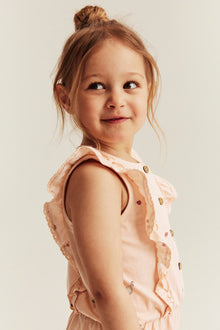 Kids orange jumpsuit with frills