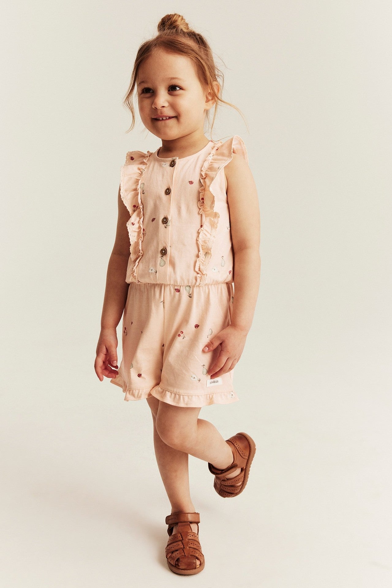 Kids orange jumpsuit with frills