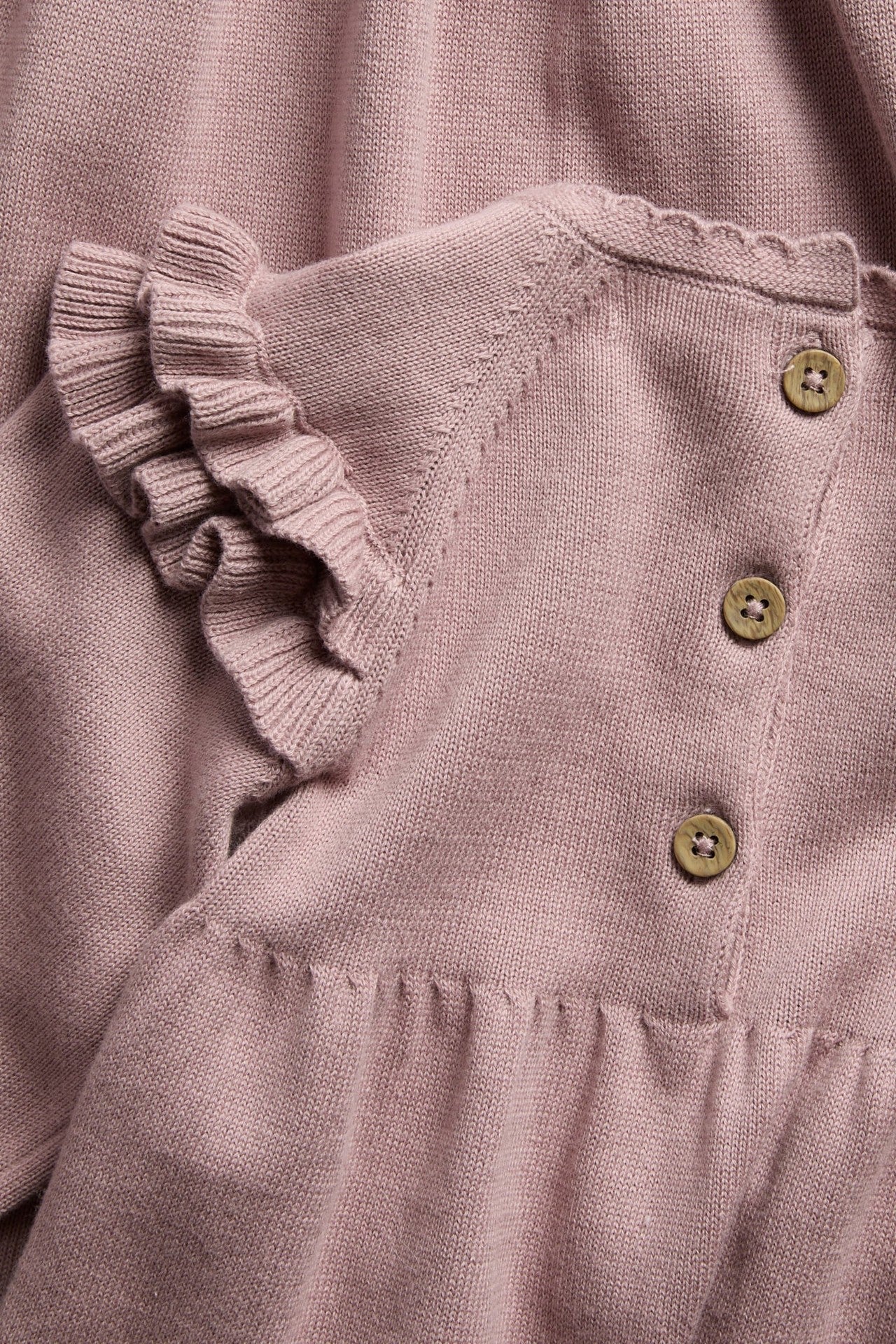 Baby pink floral garland knit dress