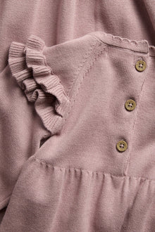 Baby pink floral garland knit dress