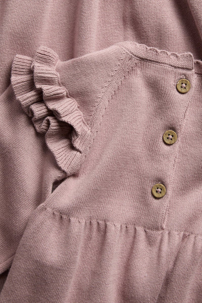 Baby pink floral garland knit dress