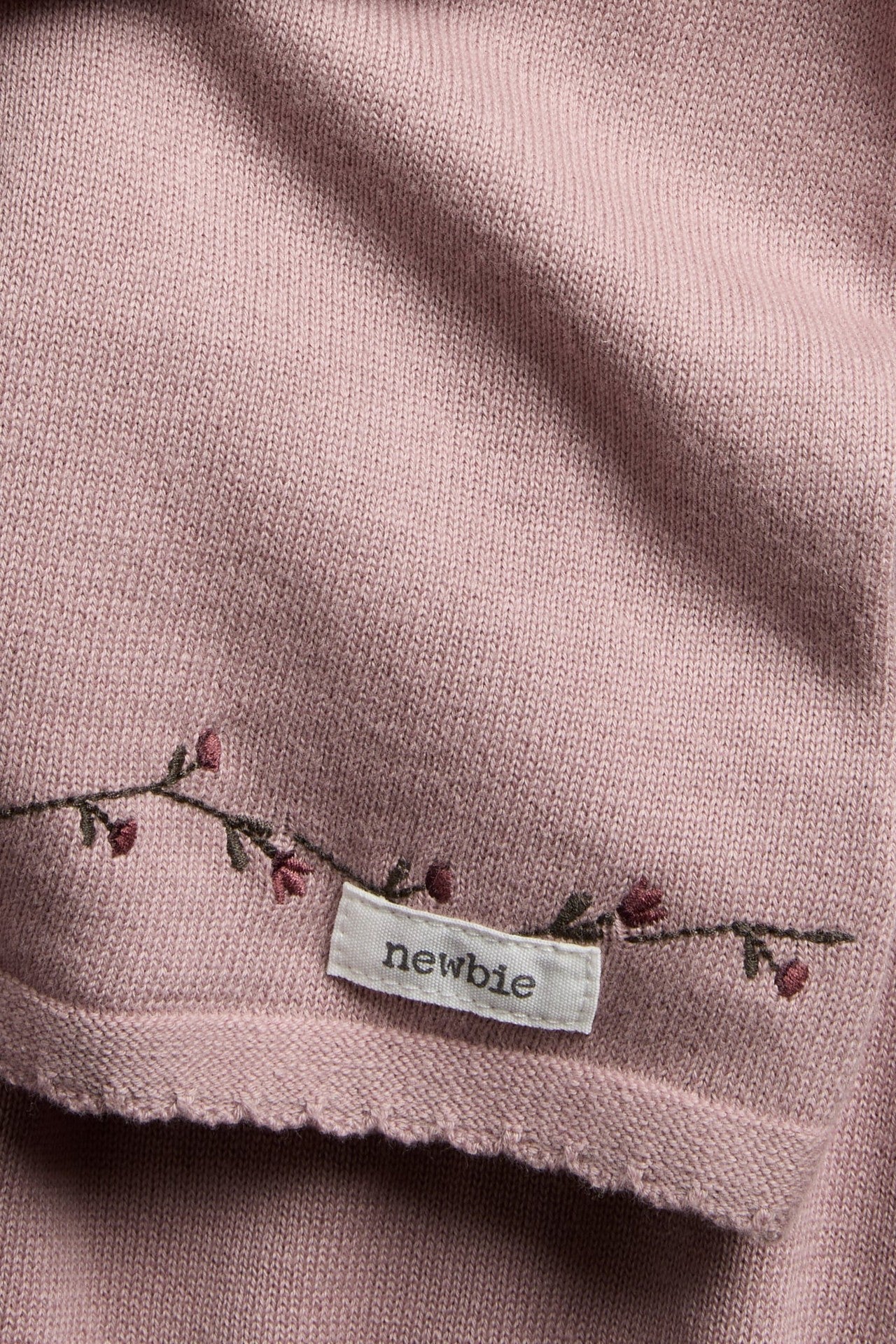 Baby pink floral garland knit dress