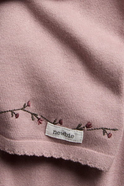 Baby pink floral garland knit dress
