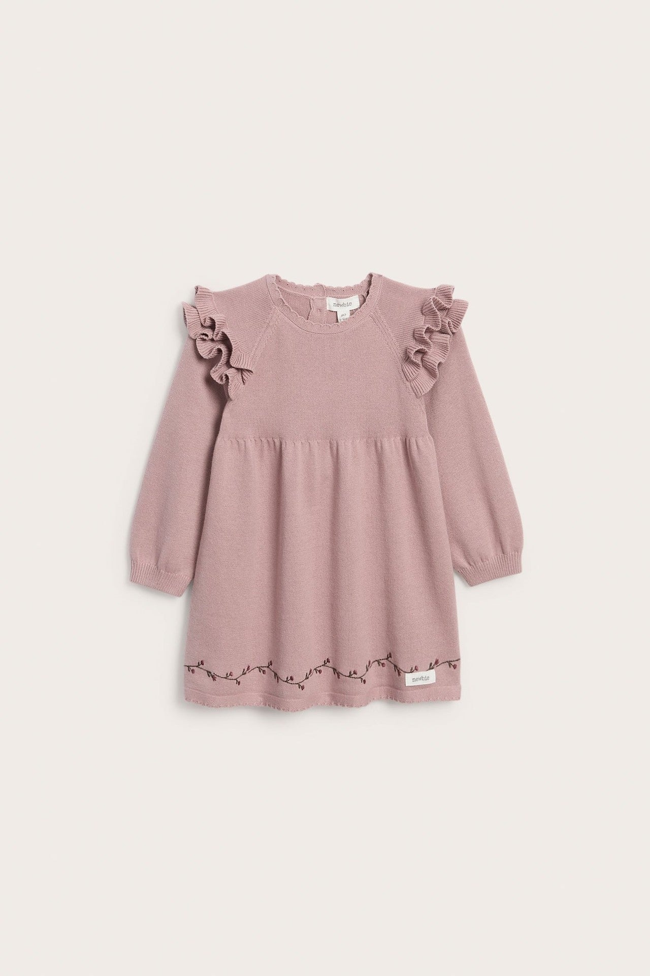 Baby pink floral garland knit dress