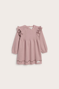 Baby pink floral garland knit dress