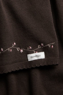 Baby brown floral garland knit dress