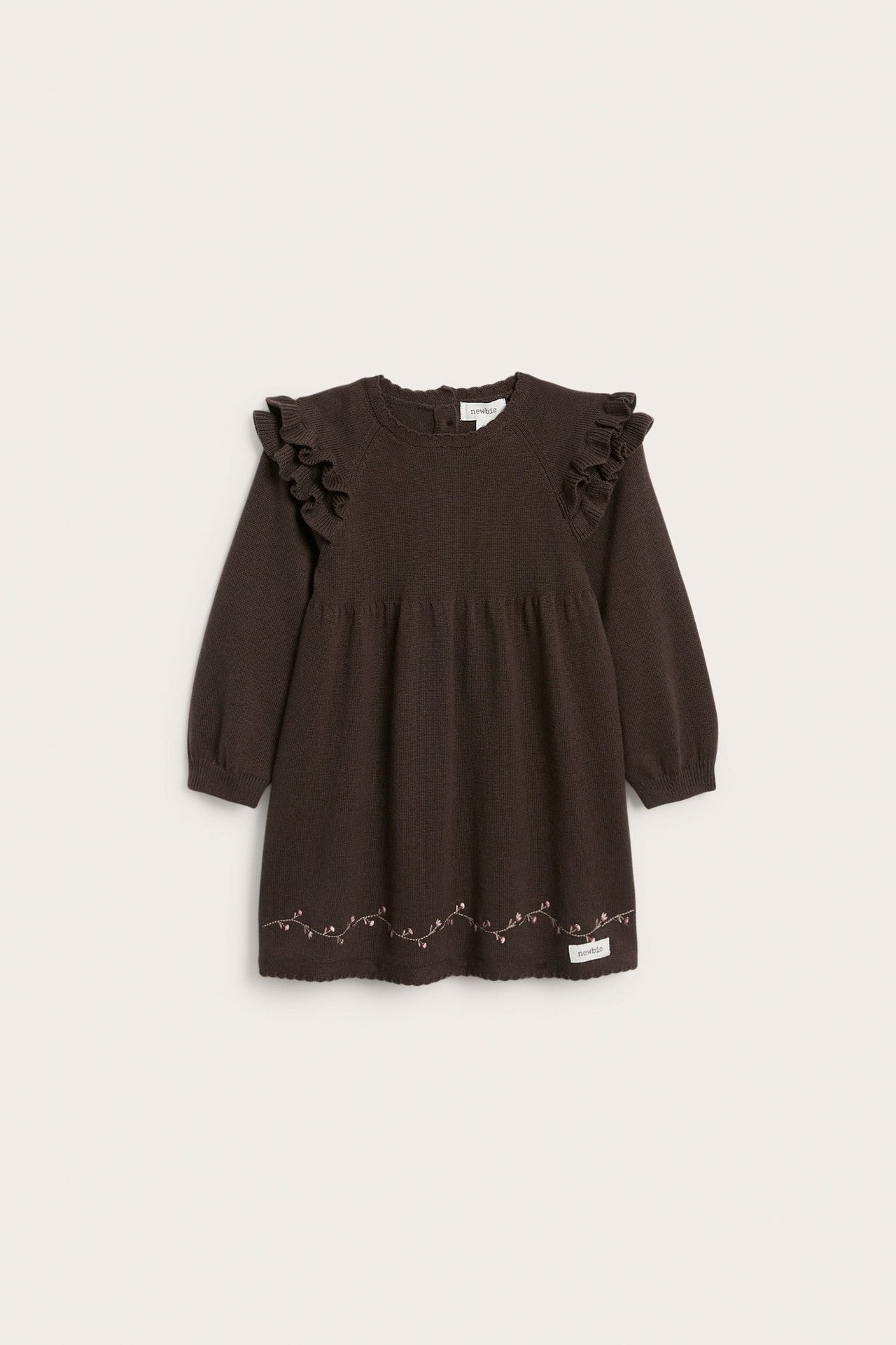 Baby brown floral garland knit dress