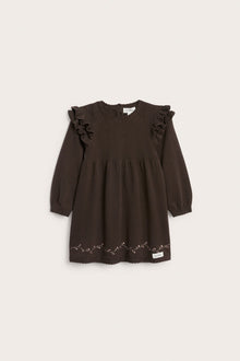 Baby brown floral garland knit dress