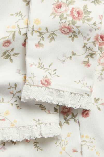 Kids white floral leggings with lace