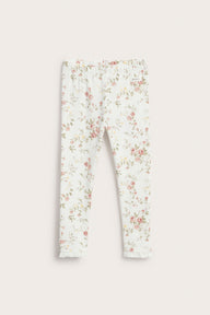 Kids white floral leggings with lace