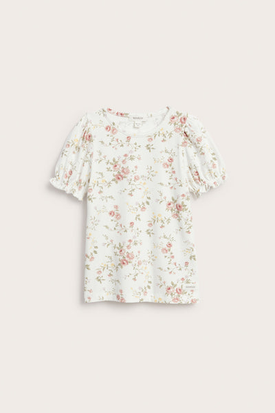 Baby & kids white floral puff‑sleeve top