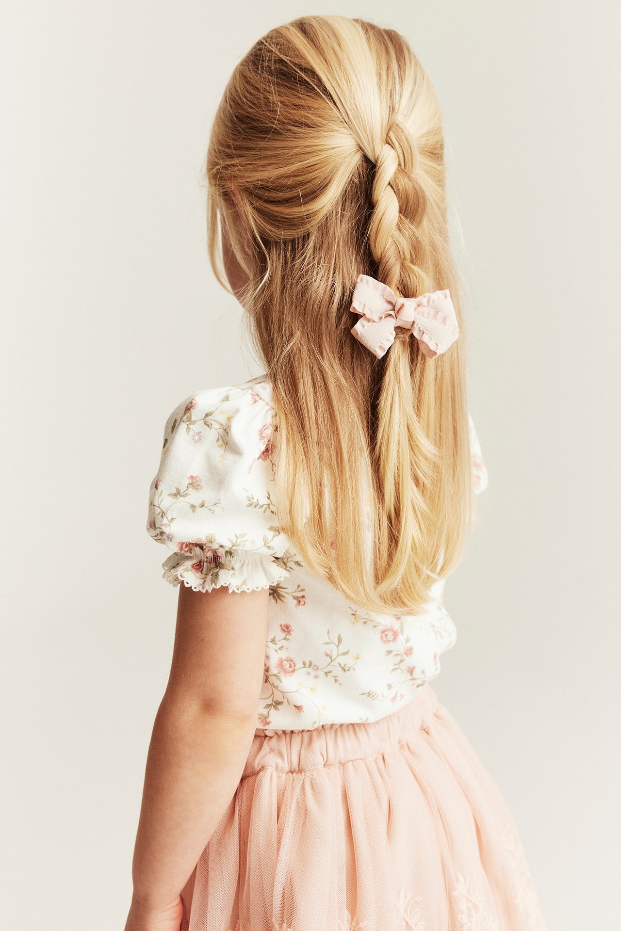 Baby & kids white floral puff‑sleeve top