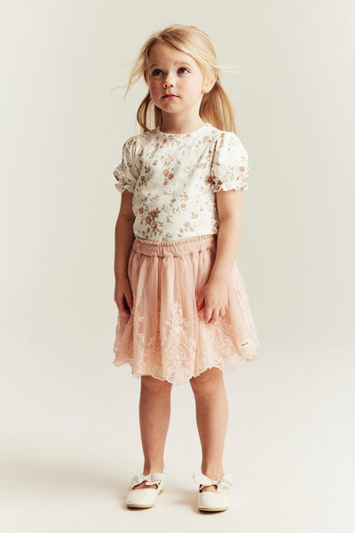 Baby & kids white floral puff‑sleeve top