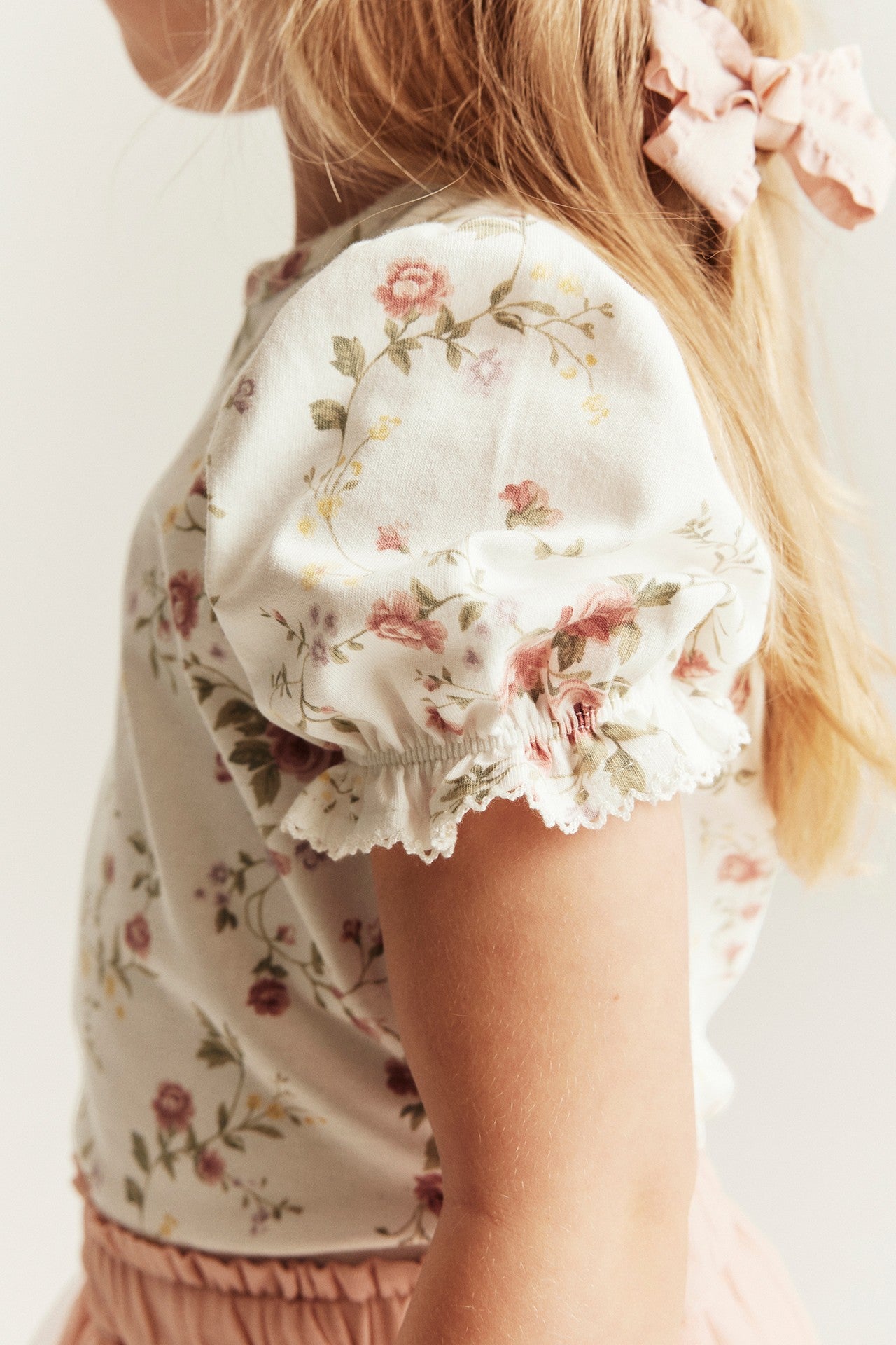 Baby & kids white floral puff‑sleeve top