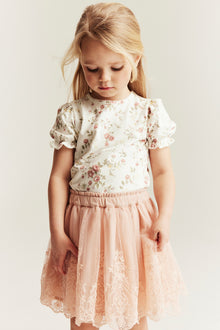 Baby & kids white floral puff‑sleeve top