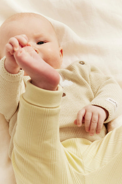 Baby yellow fine-knit cardigan