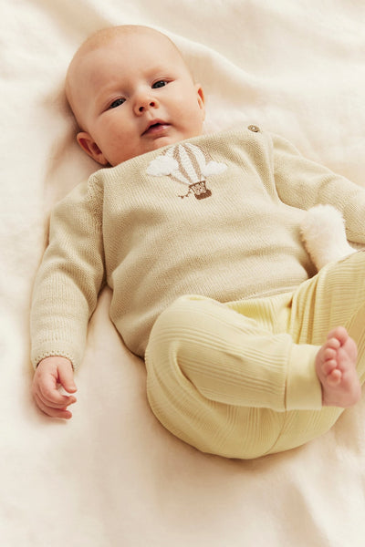 Baby yellow fine-knit cardigan