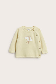 Baby yellow fine-knit cardigan