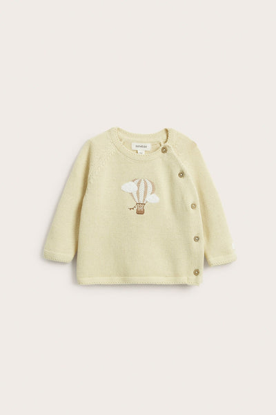 Baby yellow fine-knit cardigan
