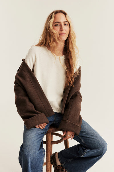 Womens light beige knitted sweater