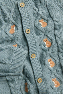Baby cable-knit fox cardigan