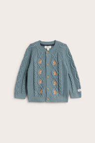 Baby cable-knit fox cardigan