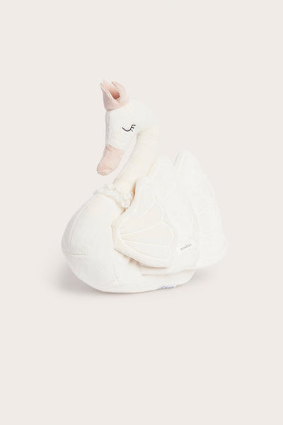 Swan‑shaped white cushion with crown