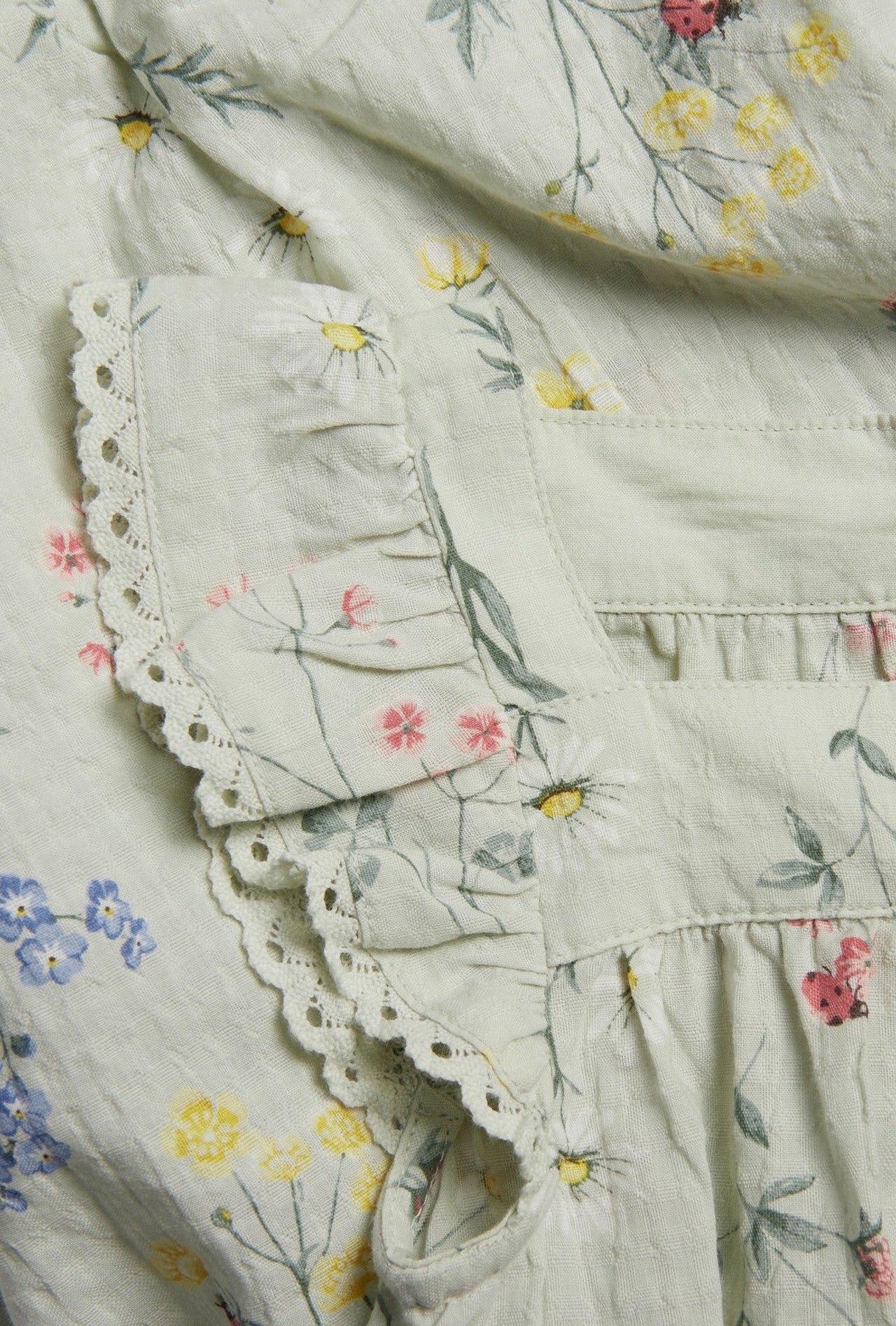 Baby green floral woven romper