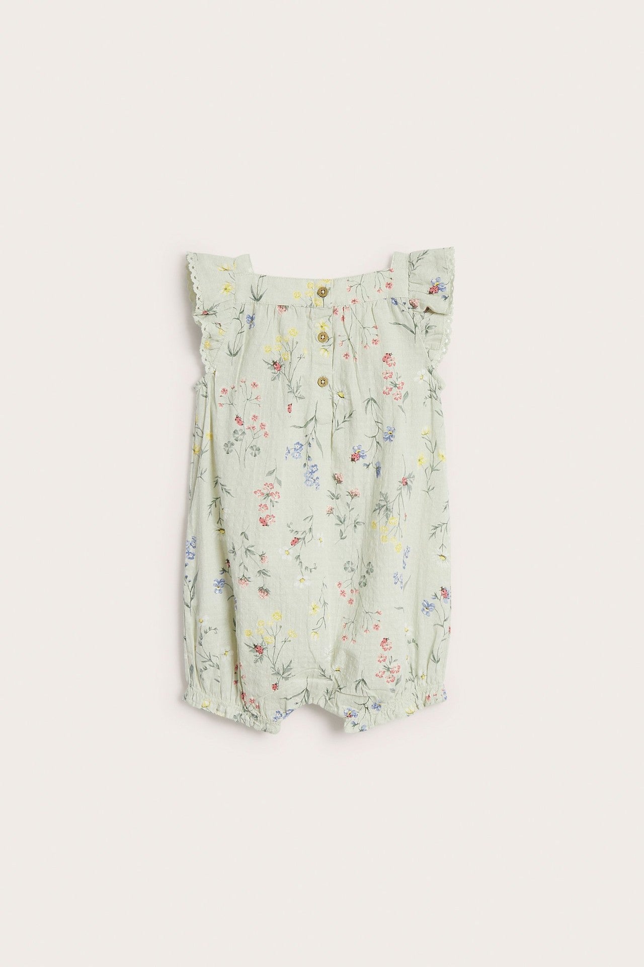 Baby green floral woven romper